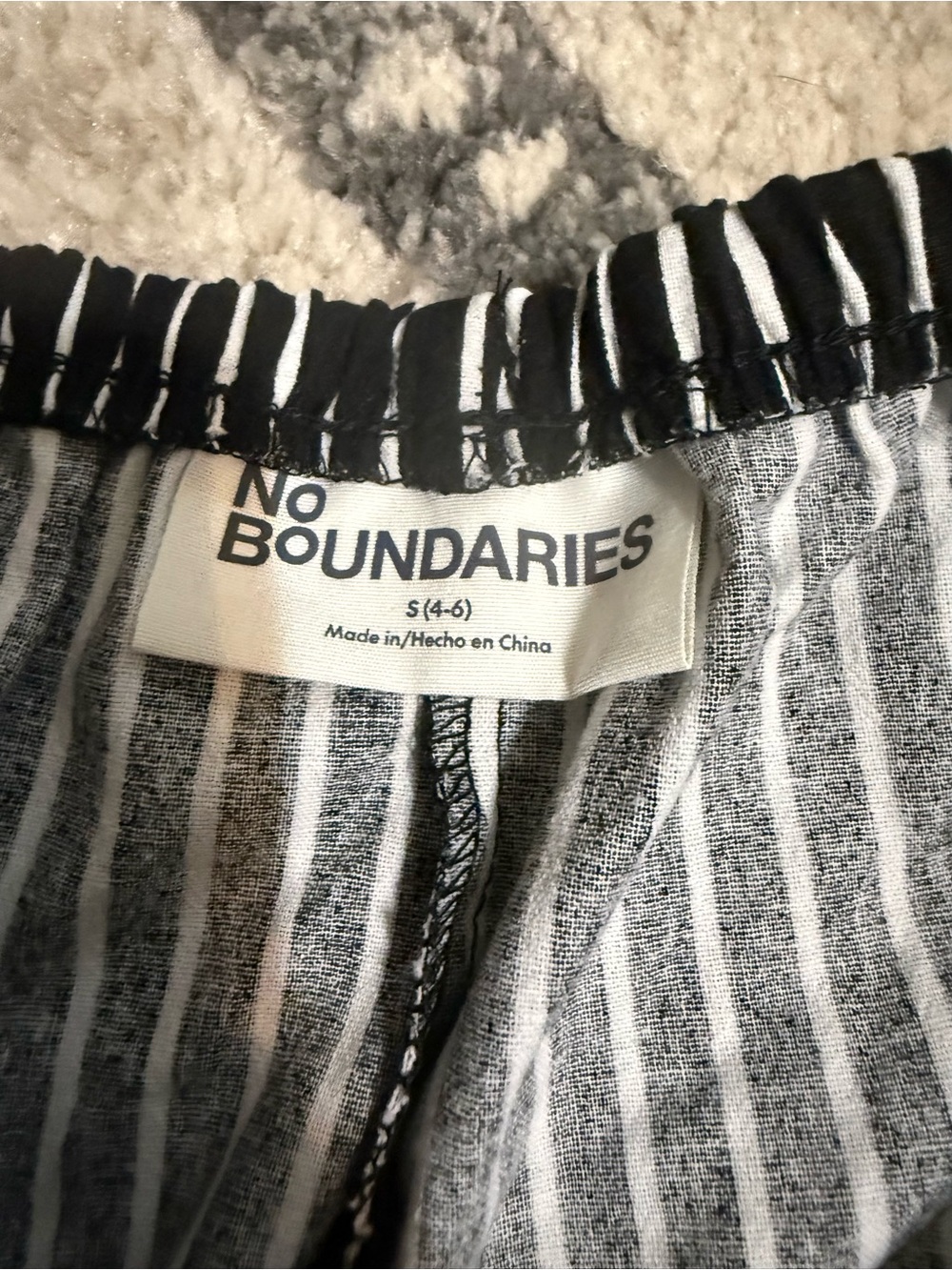 No Boundaries Black & White Vertical Stripe Wide Leg Pants - Picture 2 of 3